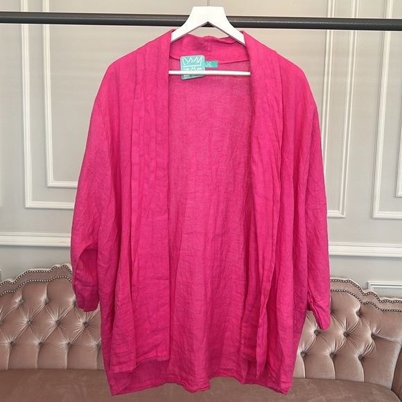 NWOT ZOE MARBELLA 100% LINEN JACKET WITH POCKET SIZE OS - Picture 3 of 17